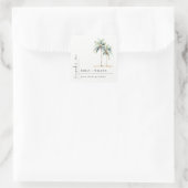 Minimal Palm Trees Waterverf Tropical Wedding Vierkante Sticker (Tas)