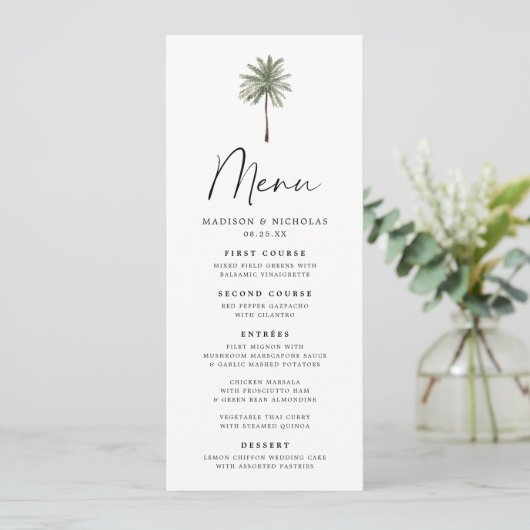Minimal Palm Wedding Menu (Staand voorkant)