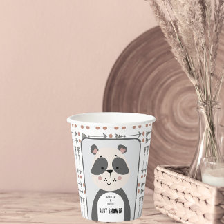Minimal Panda Arrow Neutral Baby Shower Table Part Papieren Bekers