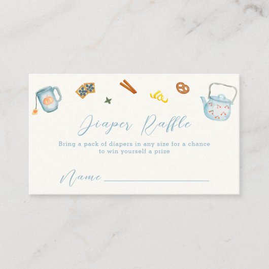 Minimal Par Tea Cookie Luier Raffle Baby shower Informatiekaartje (Voorkant)