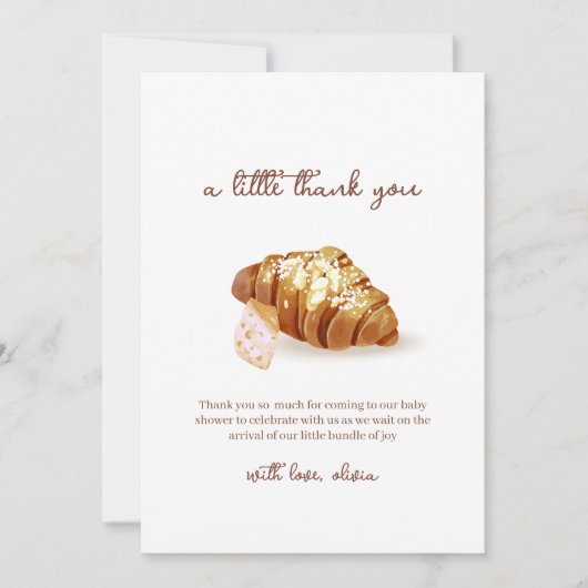 Minimal Paris Bakery Pastry Croissant Baby shower Bedankkaart (Voorkant)