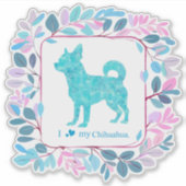 Minimal Pastel blue chihuahua Silhouette sticker (Voorkant)