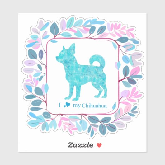 Minimal Pastel blue chihuahua Silhouette sticker (Vel)