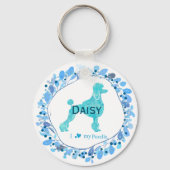 Minimal Pastel Blue Poodle | Custom Name & Photo Sleutelhanger (Voorkant)