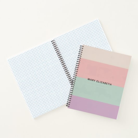 Minimal Pastel Color Block Personalized Notebook Notitieboek (Binnen)