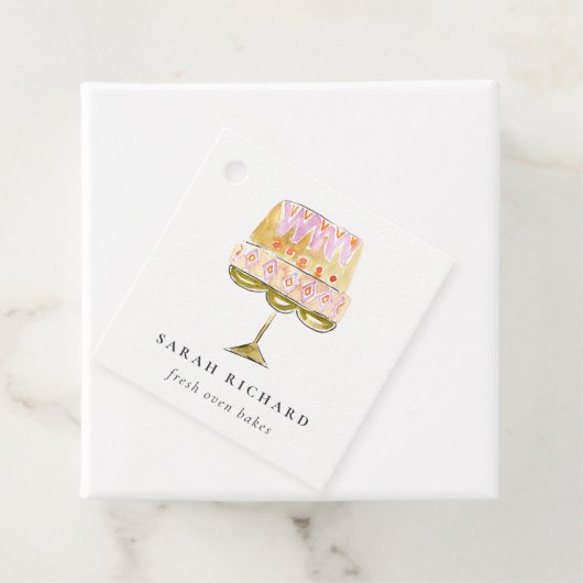 Minimal Pastel Kleurrijke Waterverf Cake Bakkerij Bedankjes Labels (In situ)