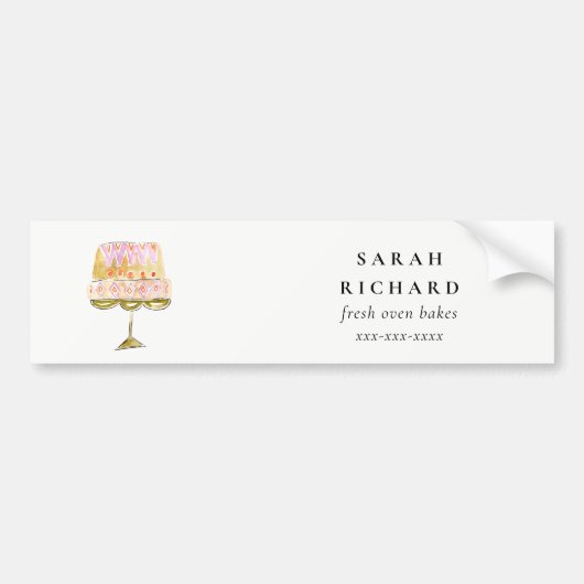 Minimal Pastel Kleurrijke Waterverf Cake Bakkerij Bumpersticker (Voorkant)