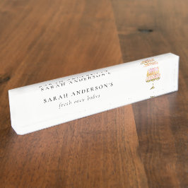 Minimal Pastel Kleurrijke Waterverf Cake Bakkerij Naambordje