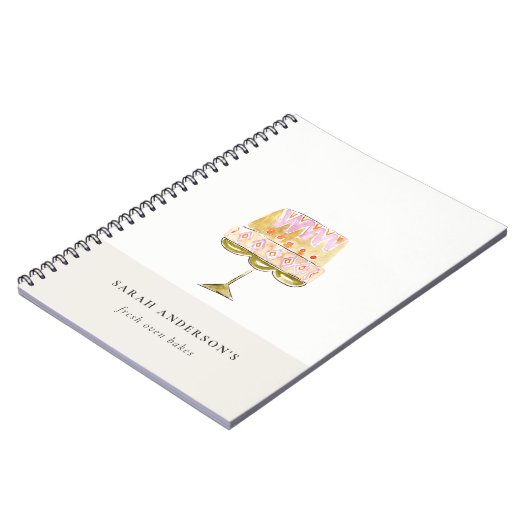 Minimal Pastel Kleurrijke Waterverf Cake Bakkerij Notitieboek (Linkerzijde)