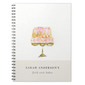 Minimal Pastel Kleurrijke Waterverf Cake Bakkerij Notitieboek (Voorkant)