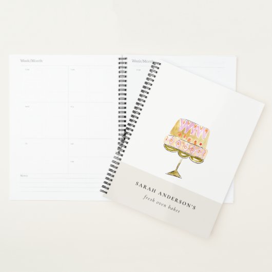 Minimal Pastel Kleurrijke Waterverf Cake Bakkerij Planner (Display)
