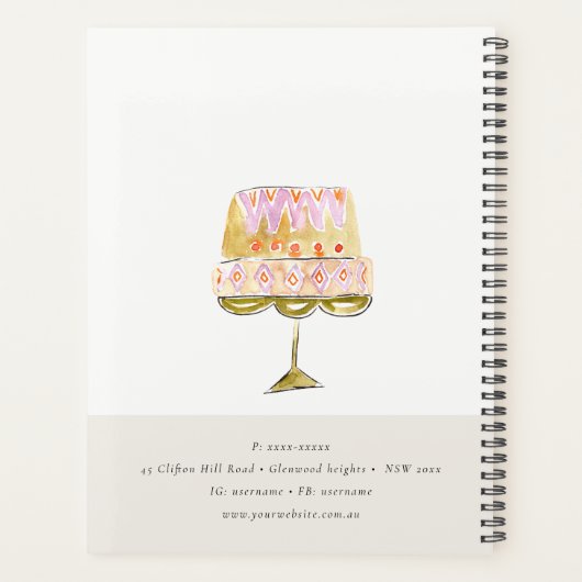 Minimal Pastel Kleurrijke Waterverf Cake Bakkerij Planner (Achterkant)