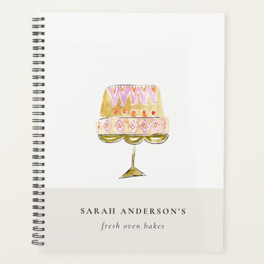 Minimal Pastel Kleurrijke Waterverf Cake Bakkerij Planner (Voorkant)