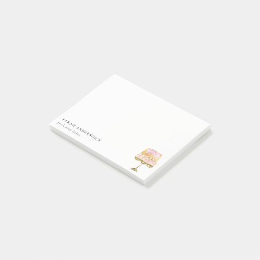 Minimal Pastel Kleurrijke Waterverf Cake Bakkerij Post-it® Notes (Schuin)