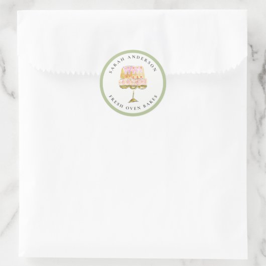 Minimal Pastel Kleurrijke Waterverf Cake Bakkerij Ronde Sticker (Tas)