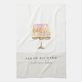 Minimal Pastel Kleurrijke Waterverf Cake Bakkerij Theedoek