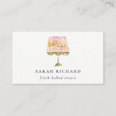 Minimal Pastel Kleurrijke Waterverf Cake Bakkerij Visitekaartje (Voorkant)