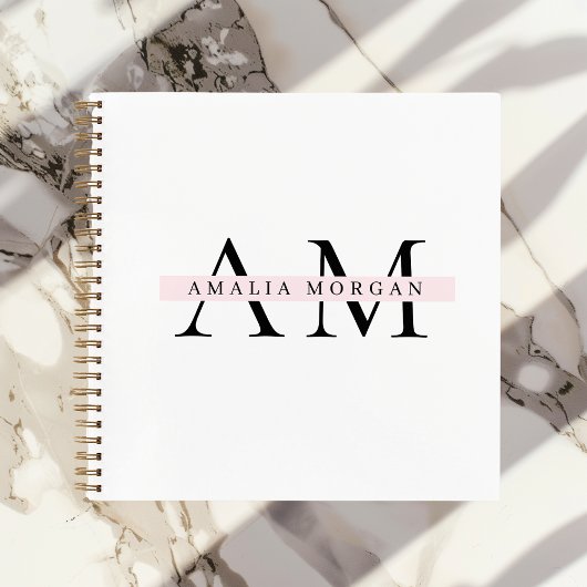 "Minimal Pastel Pink Initiaal & naam gepersonalise Notitieboek