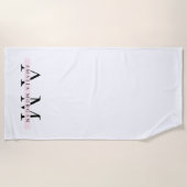 "Minimal Pastel Pink Initiaal & naam gepersonalise Strandlaken (Voorkant)