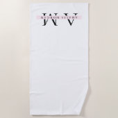 "Minimal Pastel Pink Initiaal & naam gepersonalise Strandlaken (Voorkant)