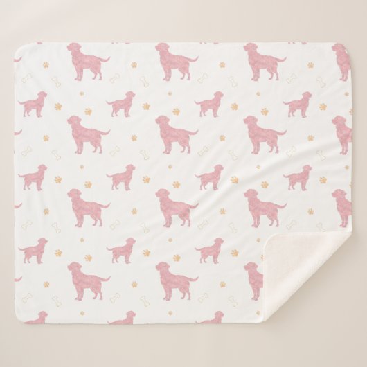 Minimal Pastel pink Labrador Retriever Blanket Sherpa Deken (Voorkant (horizontaal))