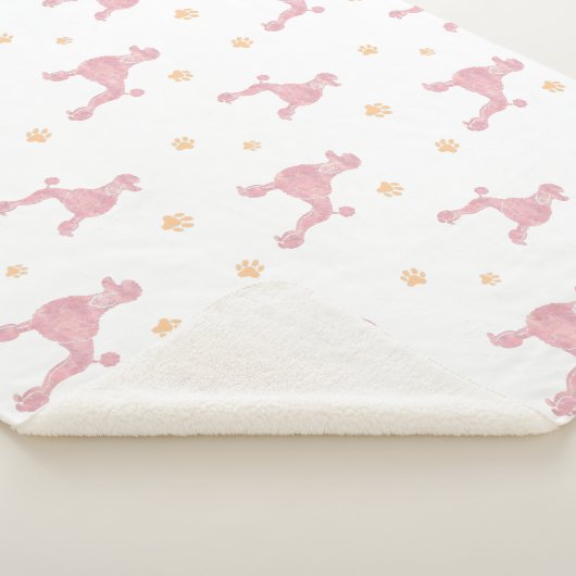 Minimal Pastel Pink Poodle Pattern Blanket Sherpa Deken (3/4)