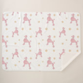 Minimal Pastel Pink Poodle Pattern Blanket Sherpa Deken (Voorkant (horizontaal))