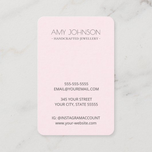 Minimal Pastel Roos Roze Oorbel display kaarten Visitekaartje (Achterkant)