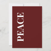 Minimal PEACE | Deep Red Holiday Greeting Card Feestdagenkaart (Voorkant)