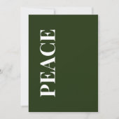 Minimal PEACE | Forest Green Holiday Greeting Card Feestdagenkaart (Voorkant)
