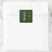 Minimal PEACE | Forest Green Holiday Vierkante Sticker (Tas)