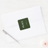 Minimal PEACE | Forest Green Holiday Vierkante Sticker (Envelop)