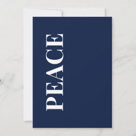 Minimal PEACE | Navy Blue Holiday Greeting Card Feestdagenkaart