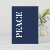 Minimal PEACE | Navy Blue Holiday Greeting Card Feestdagenkaart (Staand voorkant)