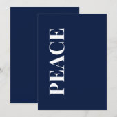 Minimal PEACE | Navy Blue Holiday Greeting Card Feestdagenkaart (Voorkant / Achterkant)