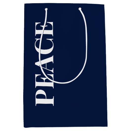 Minimal PEACE | Navy Blue Holiday Medium Cadeauzakje (Voorkant)