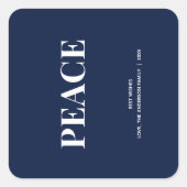 Minimal PEACE | Navy Blue Holiday Vierkante Sticker (Voorkant)