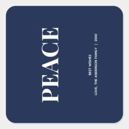 Minimal PEACE | Navy Blue Holiday Vierkante Sticker