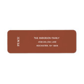 Minimal PEACE | Terracotta Holiday Address Label (Voorkant)