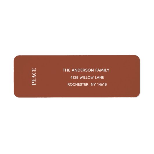 Minimal PEACE | Terracotta Holiday Address Label (Voorkant)