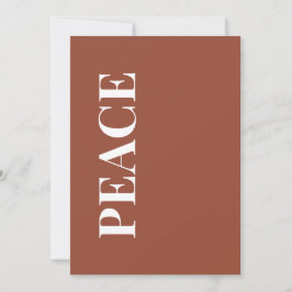 Minimal PEACE | Terracotta Holiday Greeting Card Feestdagenkaart