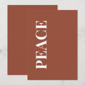 Minimal PEACE | Terracotta Holiday Greeting Card Feestdagenkaart (Voorkant / Achterkant)