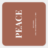 Minimal PEACE | Terracotta Holiday Vierkante Sticker (Voorkant)