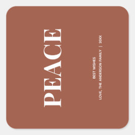 Minimal PEACE | Terracotta Holiday Vierkante Sticker