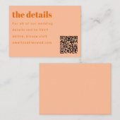 Minimal Peach Sinaasappel Retro Custom Wedding QR- Informatiekaartje (Voorkant / Achterkant)