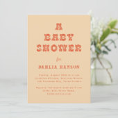Minimal Peach Sinaasappel Western Baby shower Kaart (Staand voorkant)