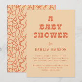 Minimal Peach Sinaasappel Western Baby shower Kaart (Voorkant / Achterkant)