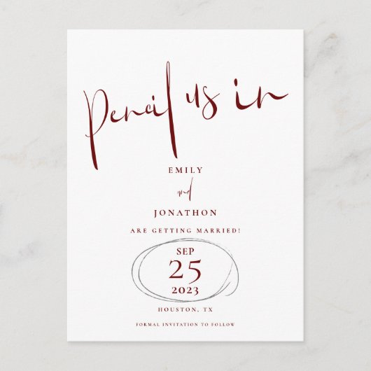 Minimal Pencil is een script uit de Bourgogne Save Aankondigingskaart (Voorkant)