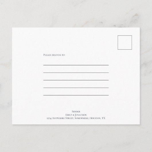 Minimal Pencil US in Script Navy Bewaar de datum Aankondigingskaart (Achterkant)