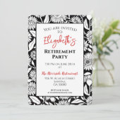 Minimal Pensioen Party Zwart Rood Kaart (Staand voorkant)